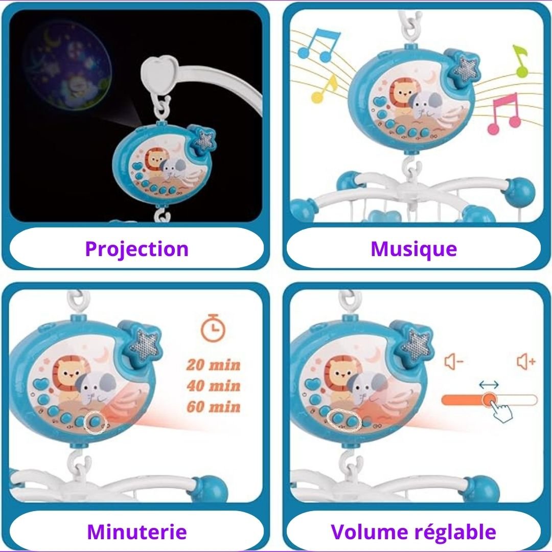 Mobile musical bébé projecteur